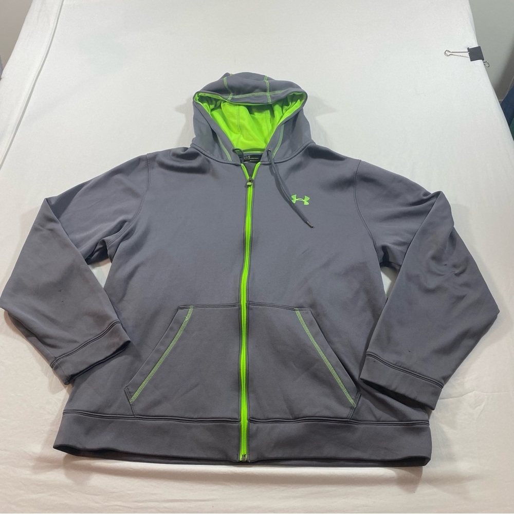 Under Armour  Hoodie Sweatshirt Men’s Large Full Zip kangaroo pocket gray fleece